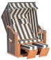 Preview: Gartenstrandkorb Rustikal 50 Plus Stoff Nr. 1180, 2-Sitzer, Halbliegemodell, PVC-Kunststoffgeflecht anthrazit
